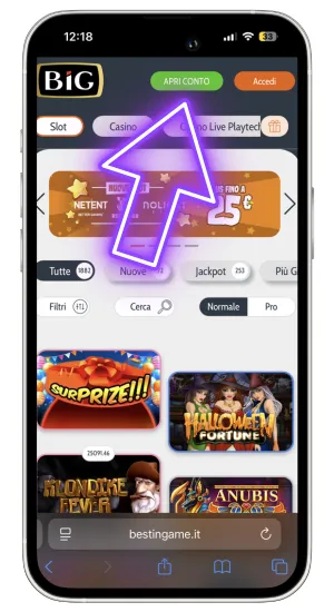 Pagina di accesso ufficiale di Big Casino